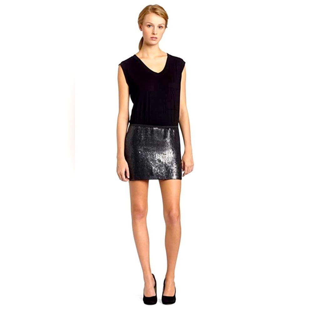 Bcbgmaxazria Women's Sequined-Contrast Dress Black (6)